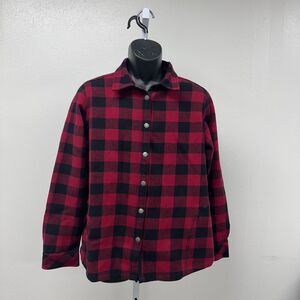 Orvis Flannel Red and Black Long Sleeve Shirt Lined Fleece Size XL